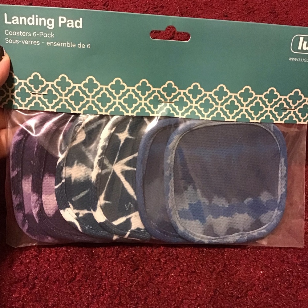 LUG BRAND LANDING PAD COASTERS NWT 6 TIE DYE WASHABLE